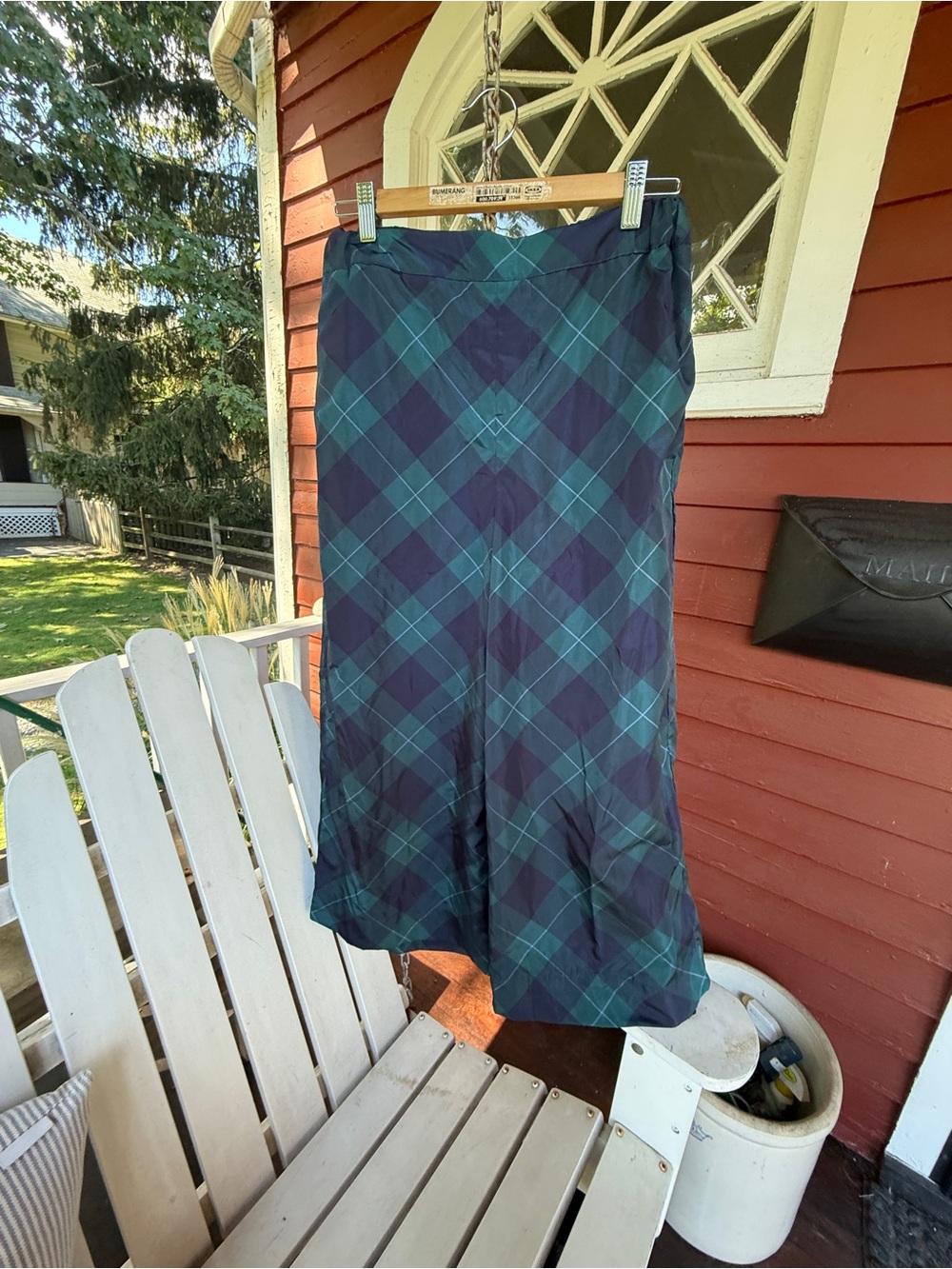 MAEVE Plaid green and Navy wide leg festive pants perfect for the holiday season